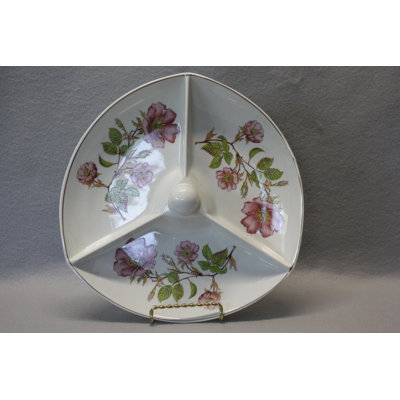 Winston Porter Whitton Porcelain China Stainless Steel Divided Serving Dish Serving Dish