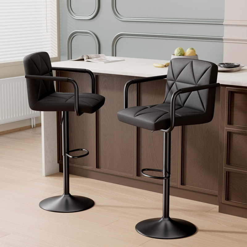 Swivel Adjustable Height Counter Stool with Metal Frame, Black