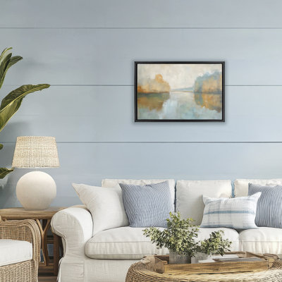 Cadre flottant abstrait Riverscape Reflection, design par LSR Creative Studio