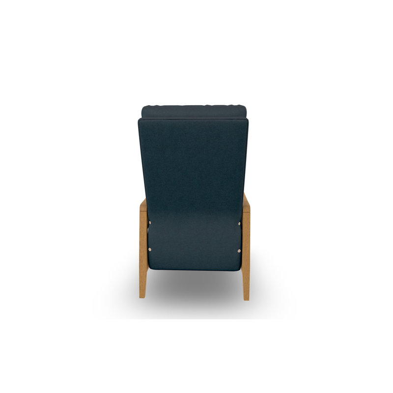 Modern High Leg Recliner, Honey Birch, Midnight