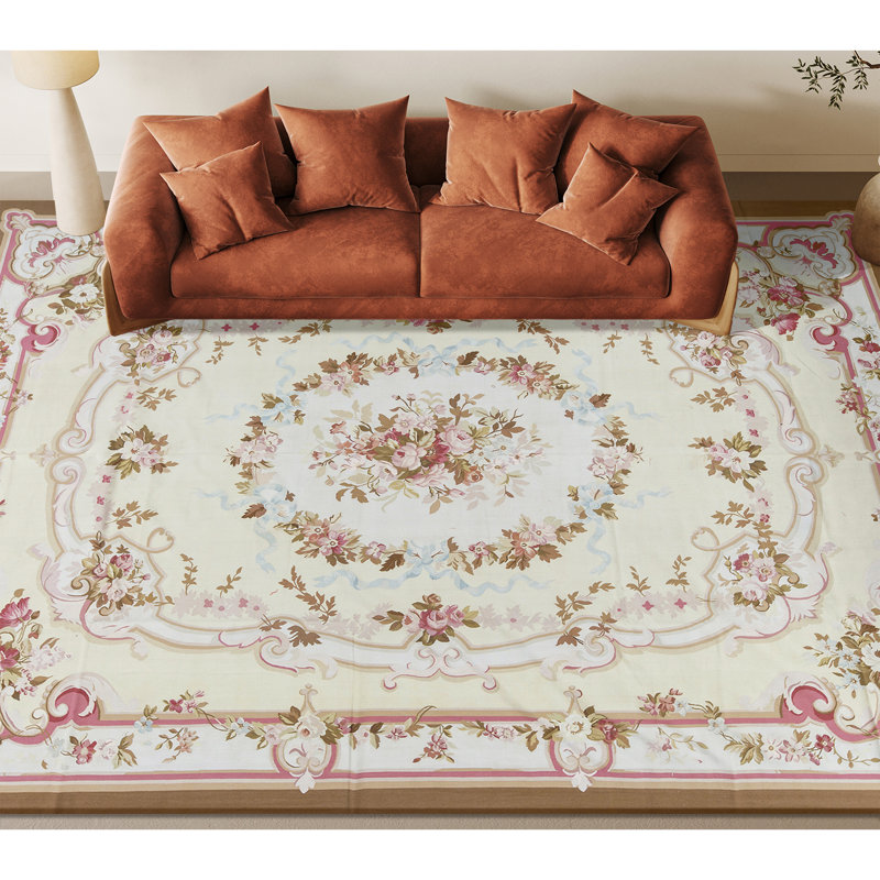Aubusson Renaissance Hand Knotted Wool Oriental Area Rug in Natural/Brown