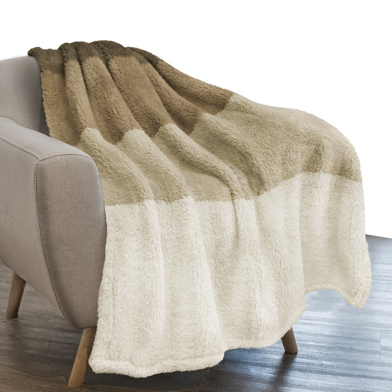 Jeté de lit Fluffy Sherpa, Jeté, Dégradé / taupe