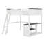 Grand lit mezzanine avec bureau, charge USB et tablettes de rangement