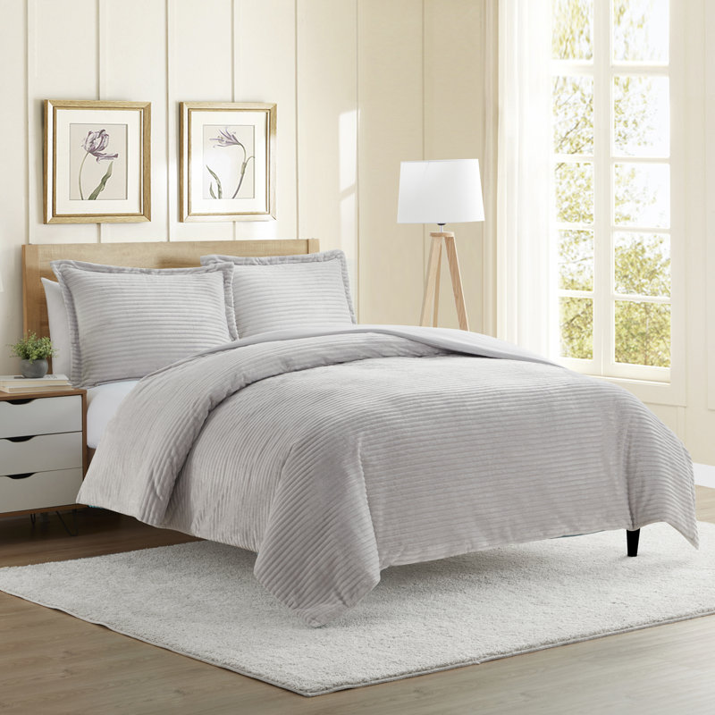 Duvet Cover, Silver/Gray, Queen Duvet Cover + 2 Standard Shams