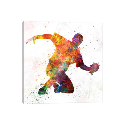 Baseball Player Catching A Ball I by Paul Rommer - Wrapped Canvas Painting