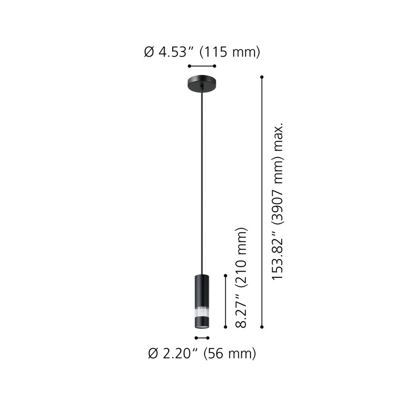 Luminaire suspendu noir 1 lumière Paiyton
