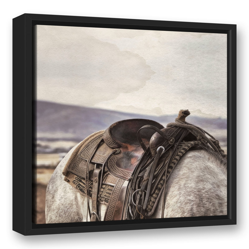 Cheval et selle, reproduction d'art sur toile, H 17,75 po x l 17,75 po x P 1,75 po