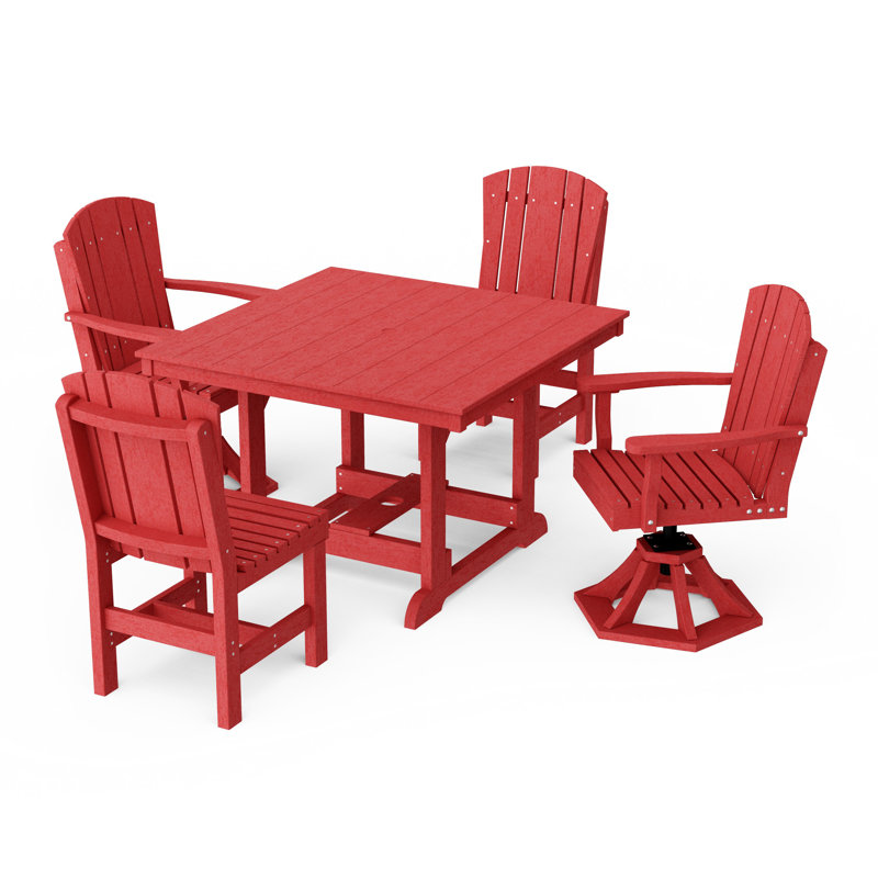 Ensemble repas 5 pièces avec chaises pivotantes Heritage, Rouge cardinal