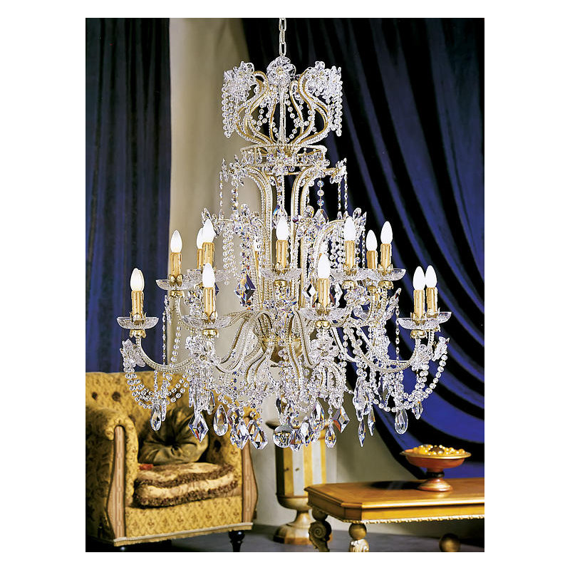 18 - Light Candle Style Empire Chandelier with Crystal Accents, Swarovski