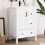 Meuble-lavabo blanc de 24 po avec lavabo en céramique, rangement et tiroirs à fermeture en douceur, éléments rétro en alliage d'aluminium autoportants avec apparence blanche, poignées noires intégrées