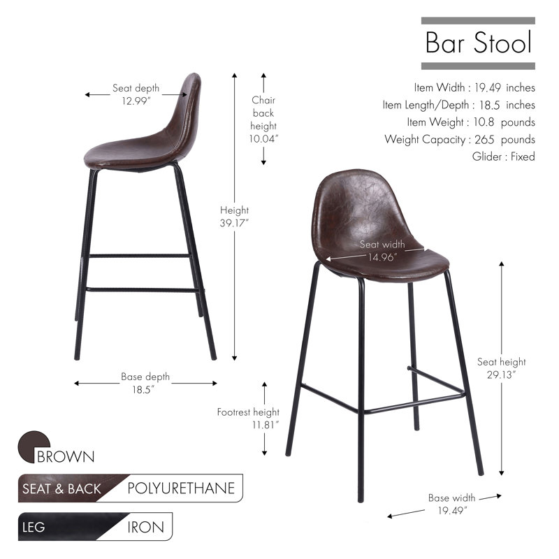 Darby Bar Stool, Brown, Bar Stool (29” Seat Height)