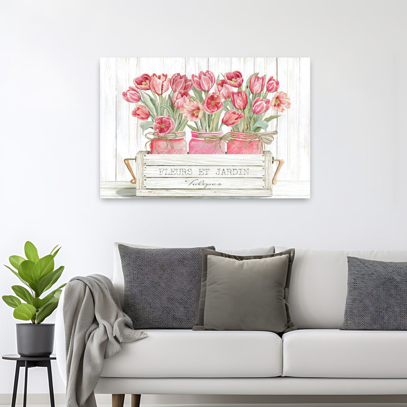 Trio de tulipes roses, H 32 po x l 48 po