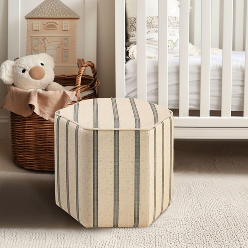 Cadre en bois massif et en contreplaqué d'inspiration hexagonale d'inspiration rayée en tissu massif l 18 po x P 18 po x H 16 po. Toile de couleur naturelle pouvant supporter jusqu'à 300 lb.