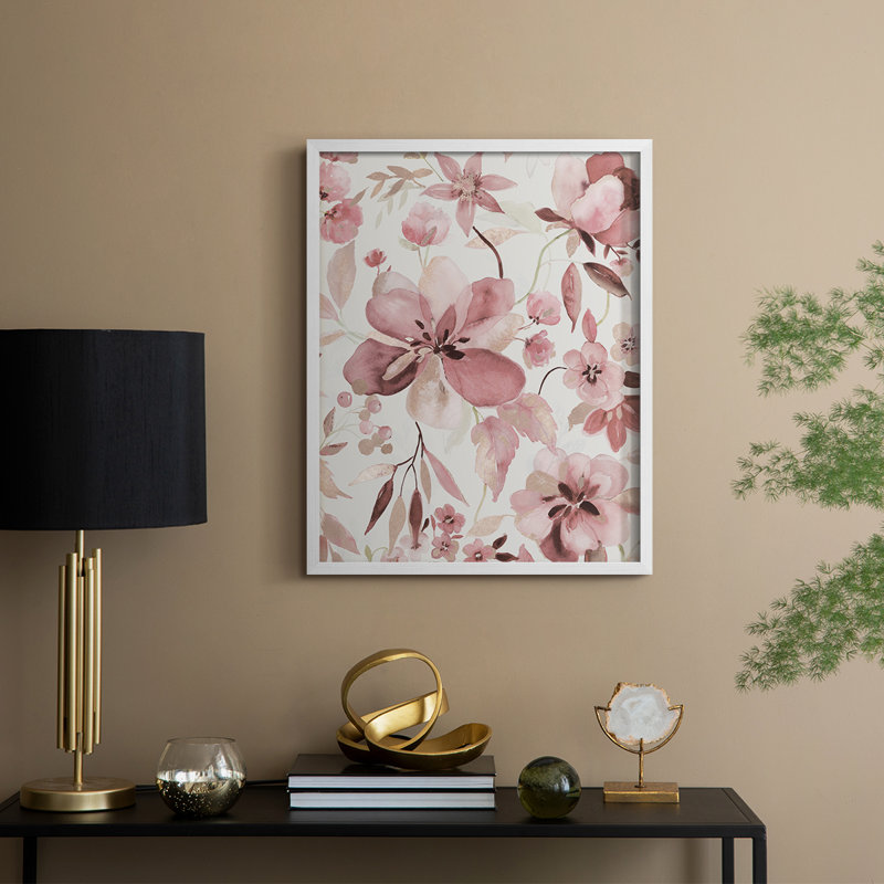 Shimmering Blush I Framed Print - Solid Wood, 15" H x 12" W, White