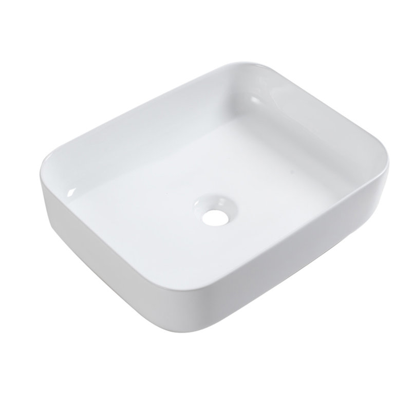 20X15 Inch White Ceramic Rectangular Vessel Bathroom Sink