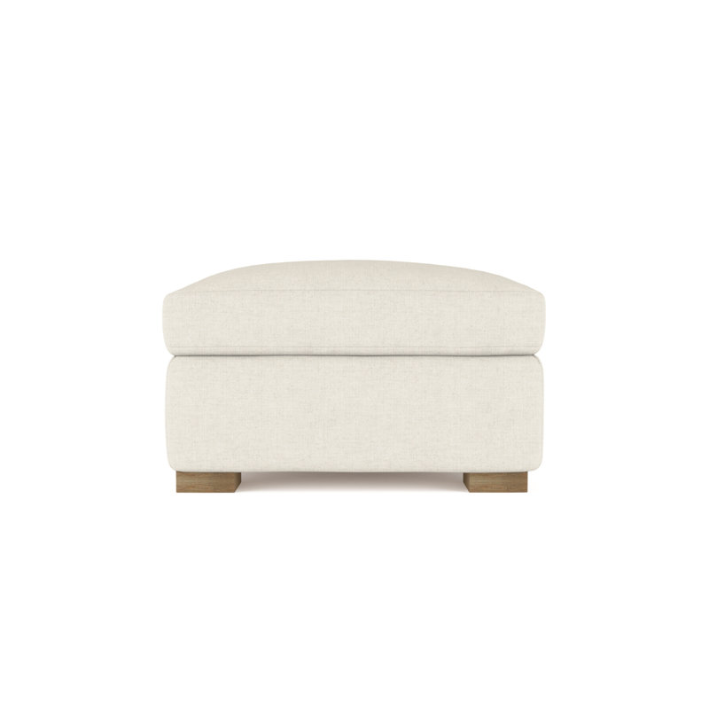 Horatio Ottoman, Weathered, Box Weave Linen Alabaster