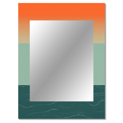 Minimalism Solidate Landscape VI - Minimalism Large Mirror, Orange Unique Wall Mirror Decor, Printed Metal Art