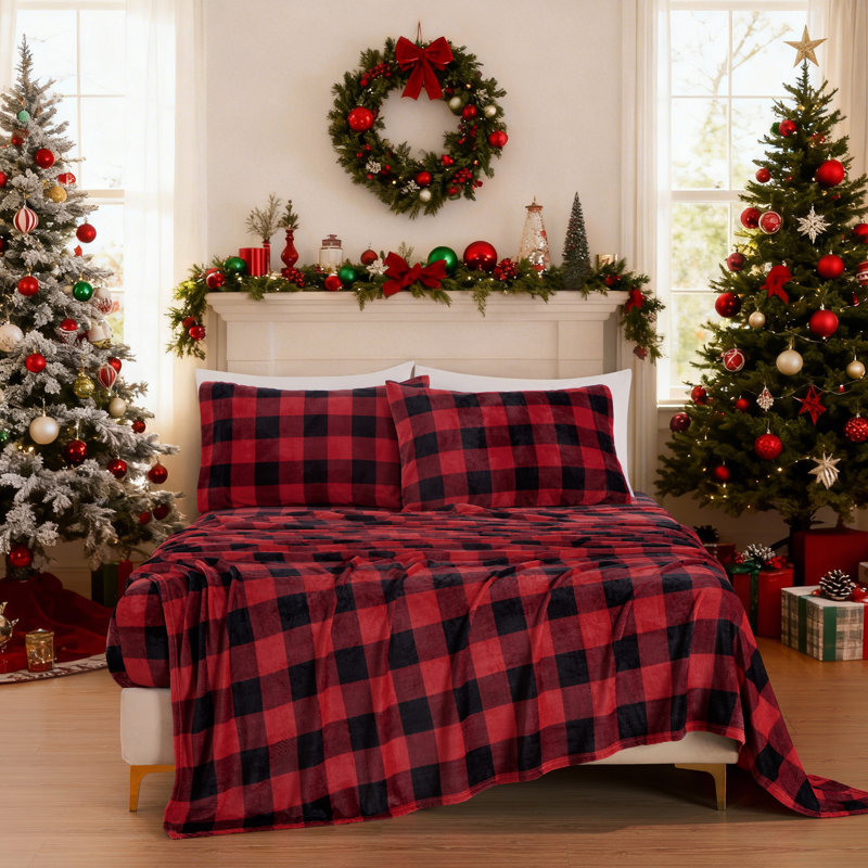 Soft Fleece Sheet Set, Full Sheet Set with 2 Pillowcases, Medium Gray