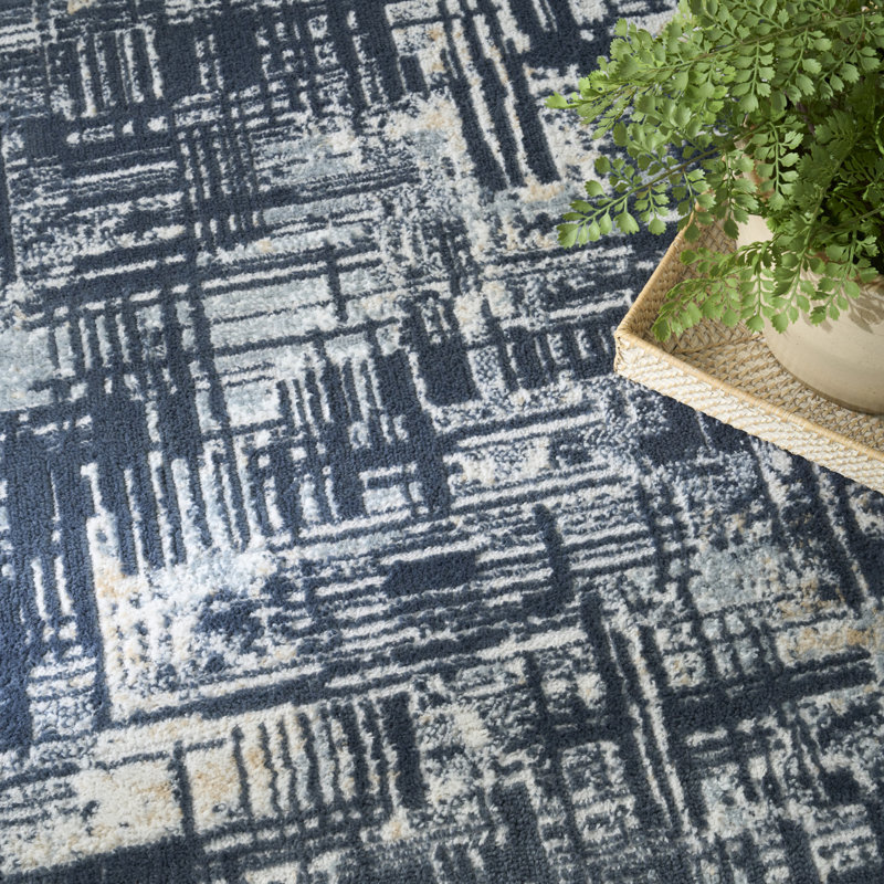 Lafever 7'10" x 9'10" Slate Modern Indoor Rug, Rectangle 7'10" x 9'10"