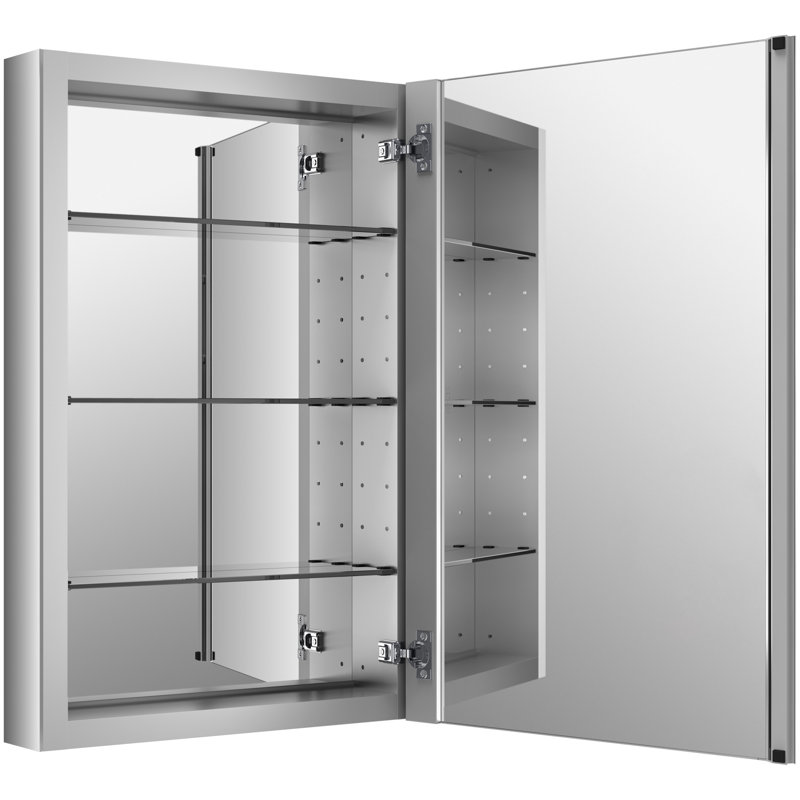 Verdera Recessed or Surface Mount Frameless Medicine Cabinet with 3 Adjustable Shelves, 30" H x 20" W x 4.75" D