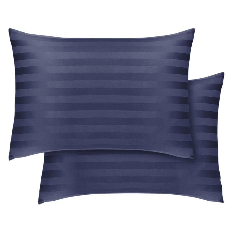 Luxury Microfiber Striped Pillowcases Set of 2 - Soft, Breathable & Wrinkle-Resistant Pillow Covers, Washed Blue