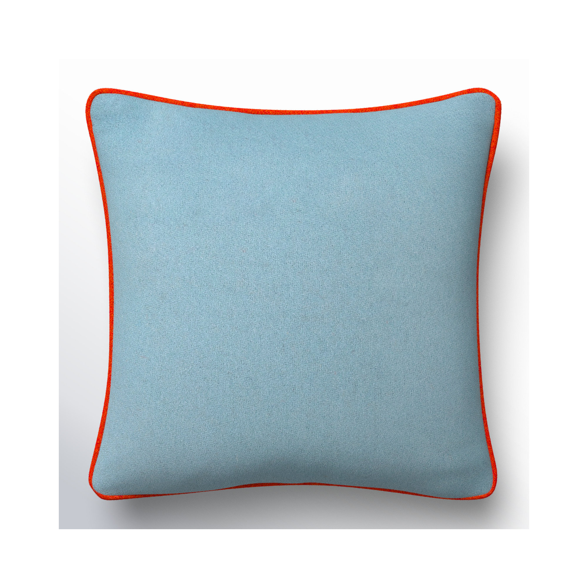 Lombard Wool Throw Pillow, Pillow Cover Only - No Insert, Denim/Orange, 22" x 22"