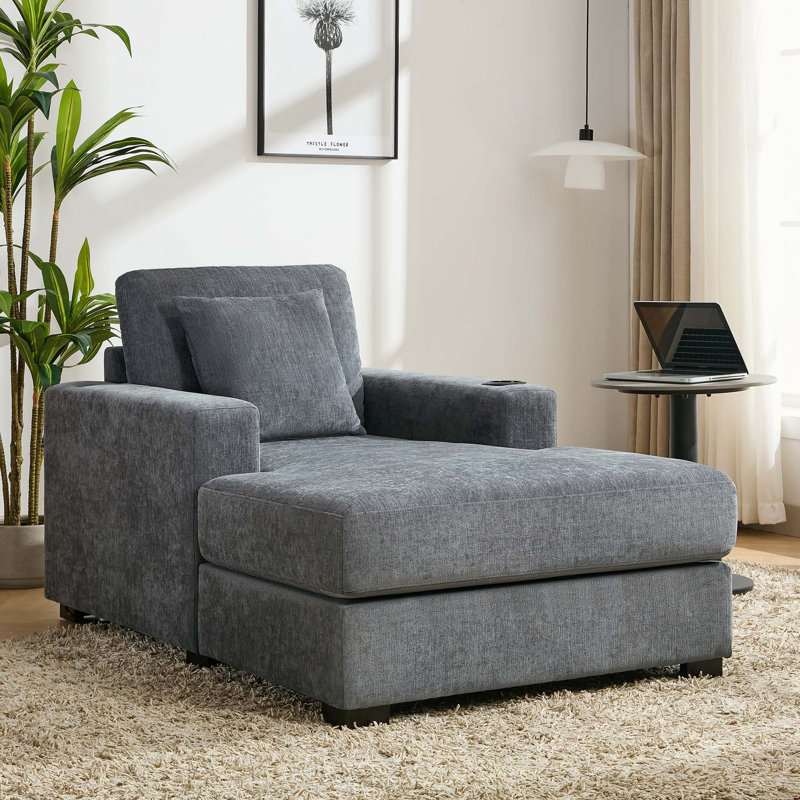 Très grand canapé-lit de style moderne avec coussins, Gris chenille