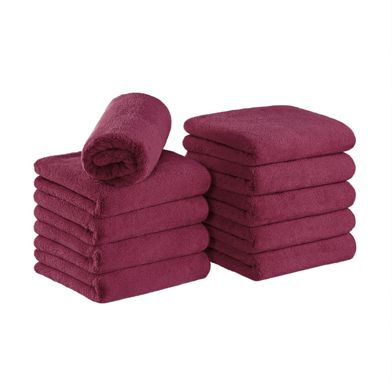 Arkwright Bck2U Coral Fleece Salon Towel 16x27 (10/Pack), Burgundy