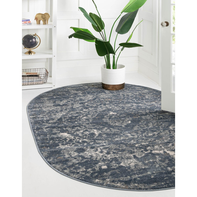 Tapis traditionnel couleur Delphénia tempête, Ovale 5 pi 3 po x 8 pi