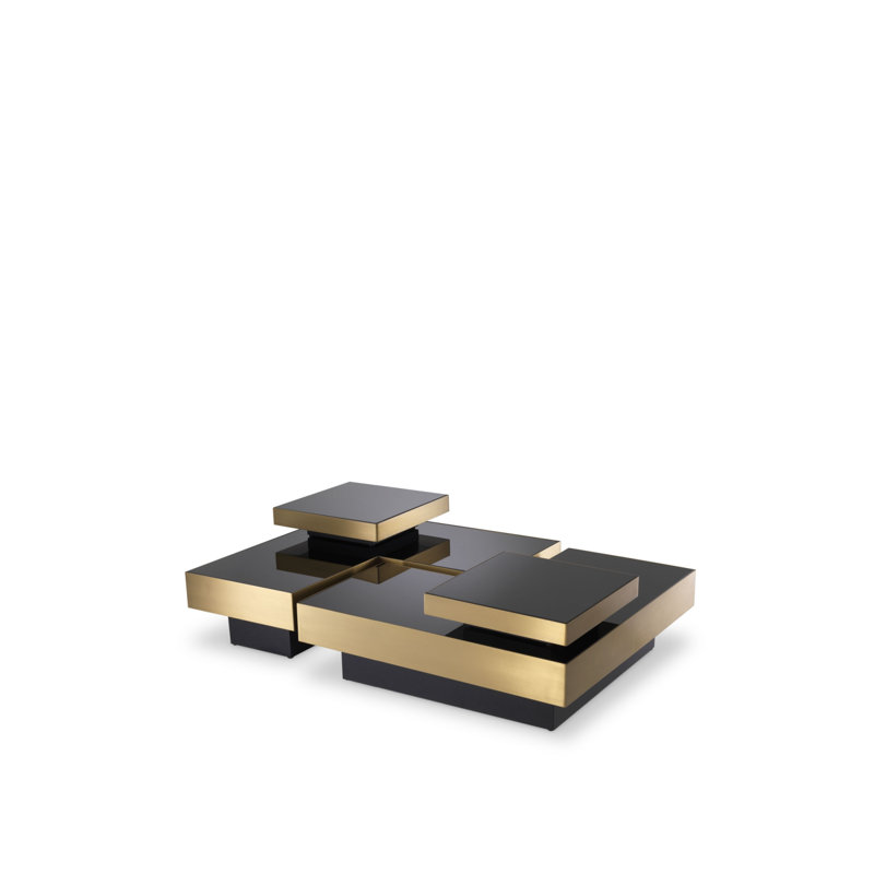 Nio Glass Coffee Table, Brushed Brass