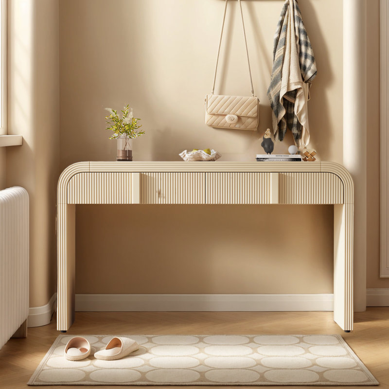 54.9" W Console Table With 2 Drawers, Apricot Cream