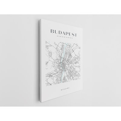 Budapest Map Print Hungary Canvas Print