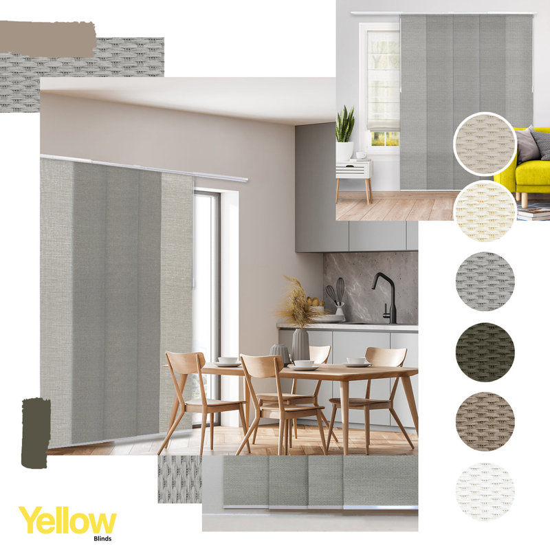 Adjustable Vertical Sliding Panel Track Blinds, Wilshire Gray