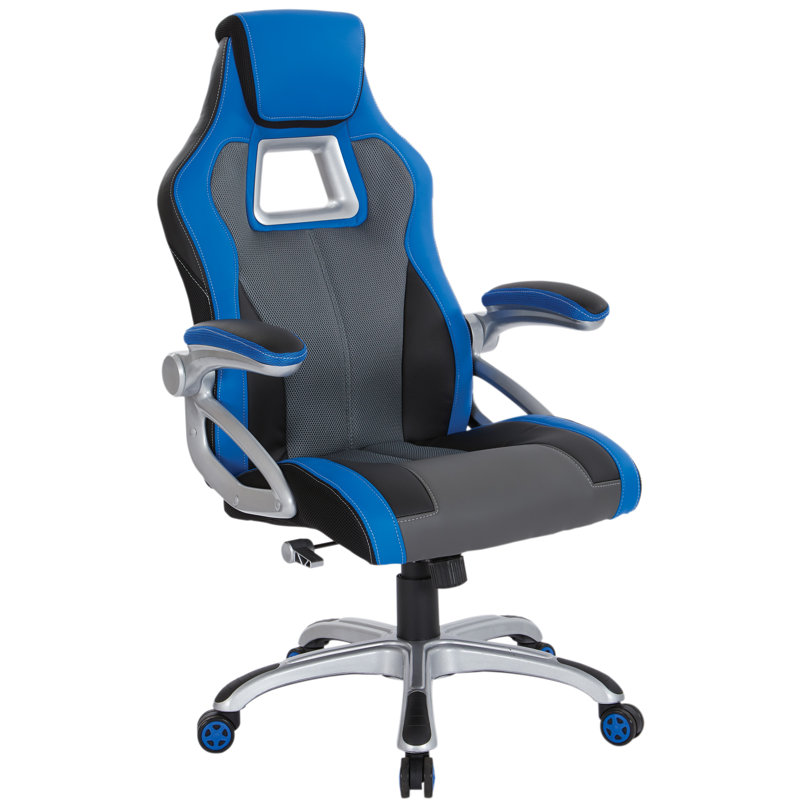 Fauteuil de jeu Lahey, Gris anthracite bleu / Argent