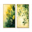 Feuillage vert et jaune, collage de feuilles I - art mural floral 2 panneaux-1079138092-1079138082