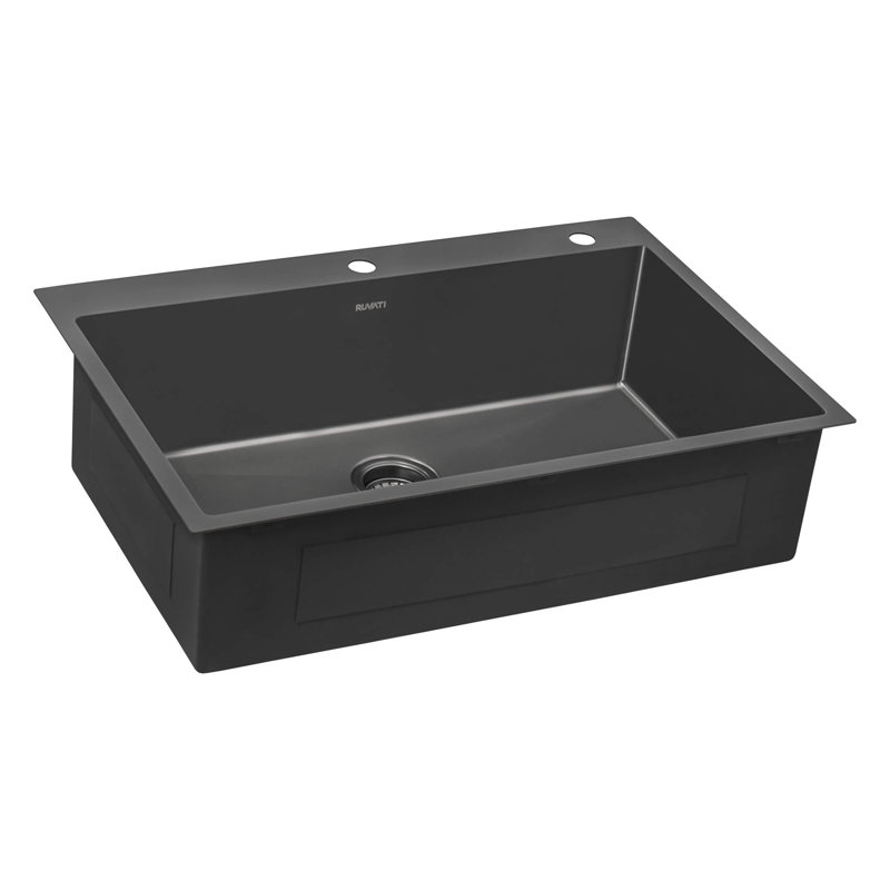 Ruvati 33 x 22 inch Stainless Steel Drop-in Topmount Kitchen Sink, Black