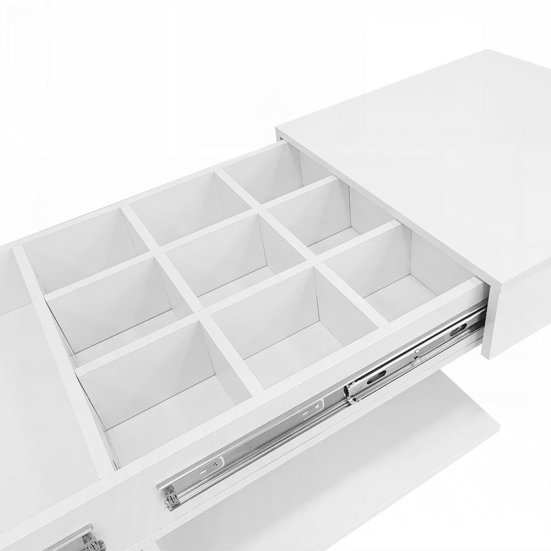 Table basse extensible avec plusieurs compartiments de rangement Table basse réglable multifonctionnelle avec espace de rangement caché pour le salon