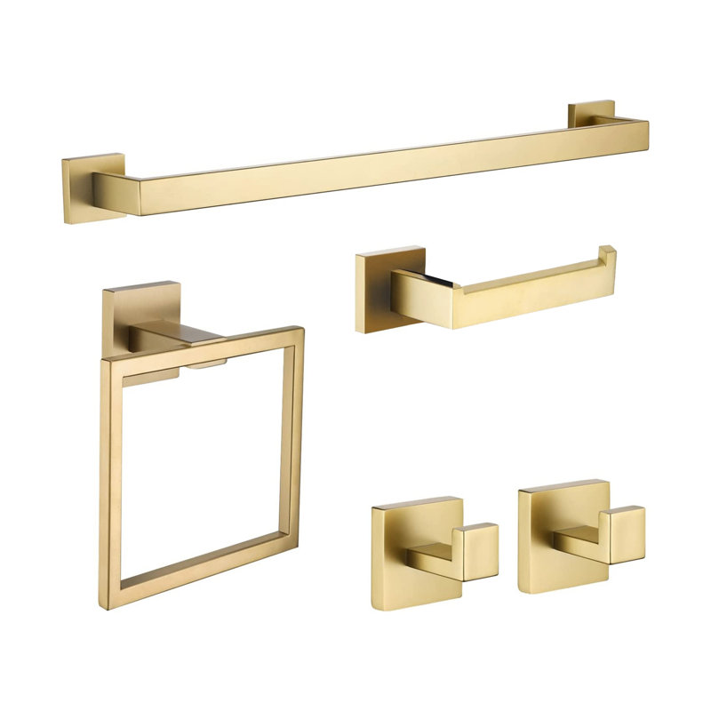 5 - Piece Bathroom Hardware Set, Brushed Gold