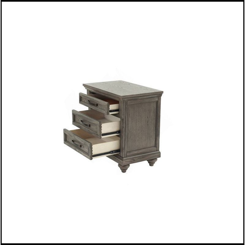 Mobilier de chambre à coucher contemporain contemporain moderne au fini chêne gris antique avec table de chevet et table de chevet avec placage en chêne