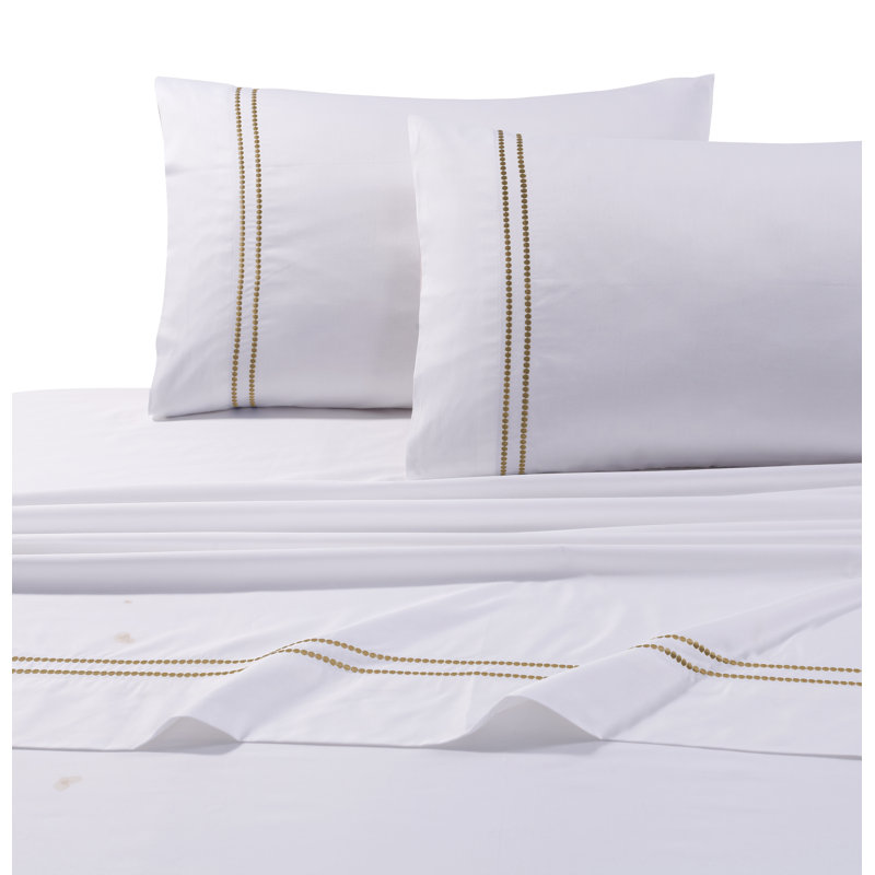 Percale Sheet Set, Cal.King Sheet Set + Fitted Sheet + 2 Pillowcases, Blue