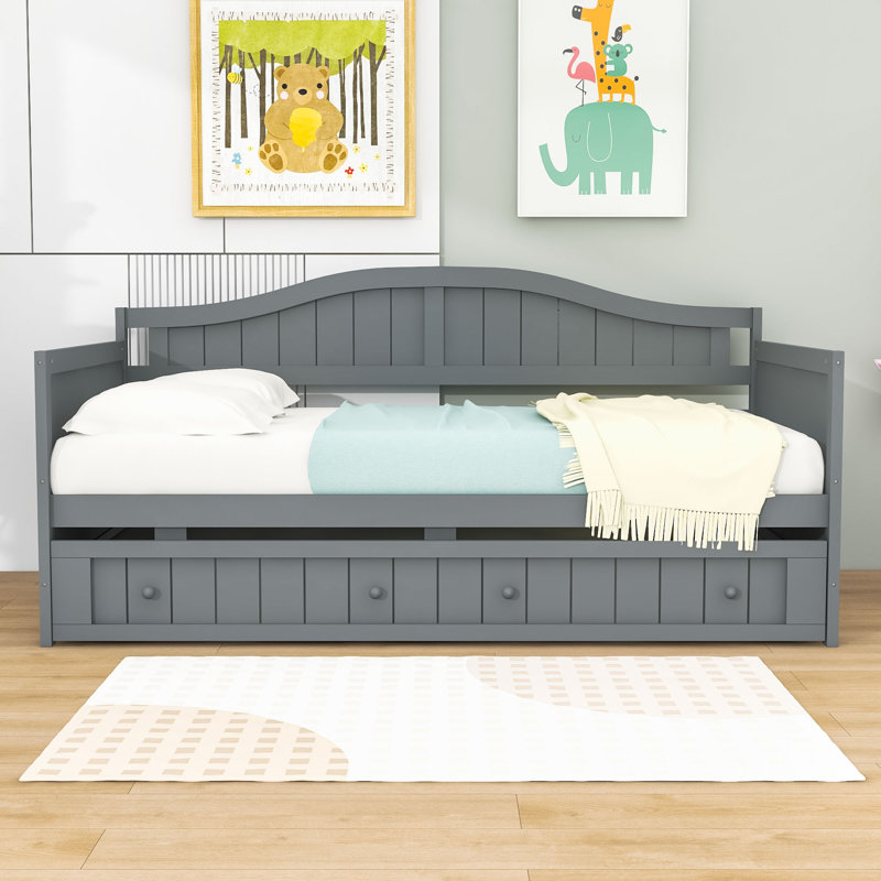 Efthim Twin Size Daybed with Trundle, Gray