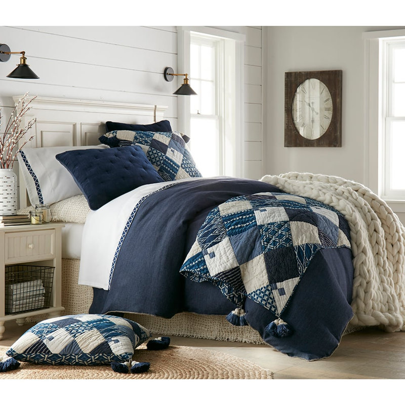 Bryce Linen Duvet Cover, California King Duvet Cover, Indigo