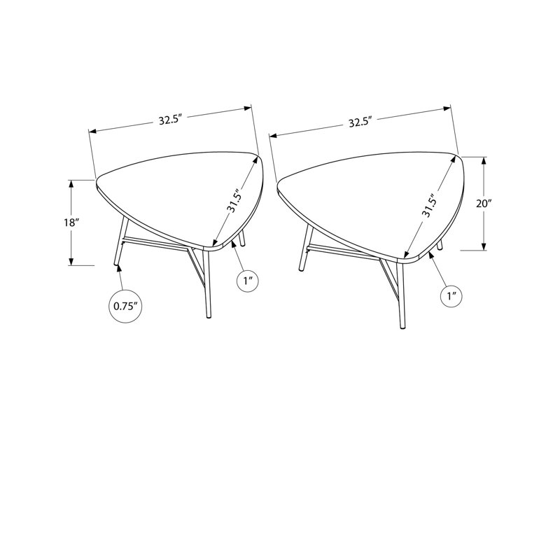 Table basse Modern Modern, 2 pièces, stratifié beige avec métal noir, idéale pour les petits espaces, style salon 2 et pieds en métal stables