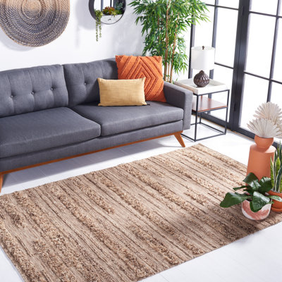 Hartzler Hand-Woven Flatweave Wool/Cotton Brown/Beige Area Rug