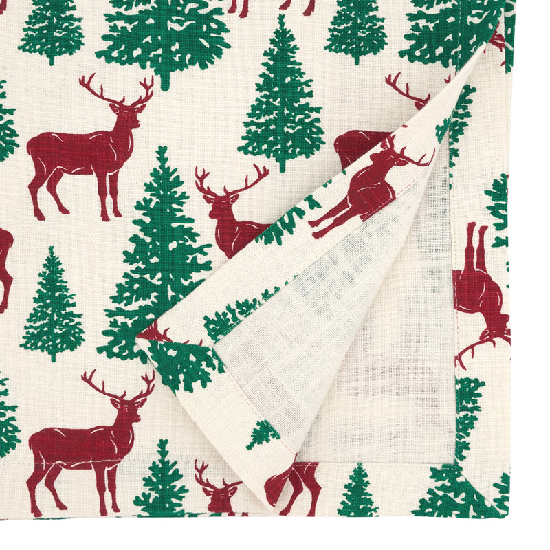 Cerf 100% Cotton Christmas Table Runner, 14" W x 72" L