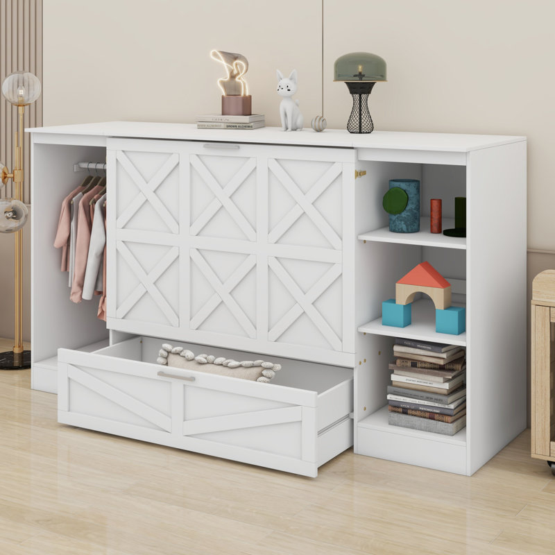 Lit escamotable avec tablettes et garde-robe Murphy