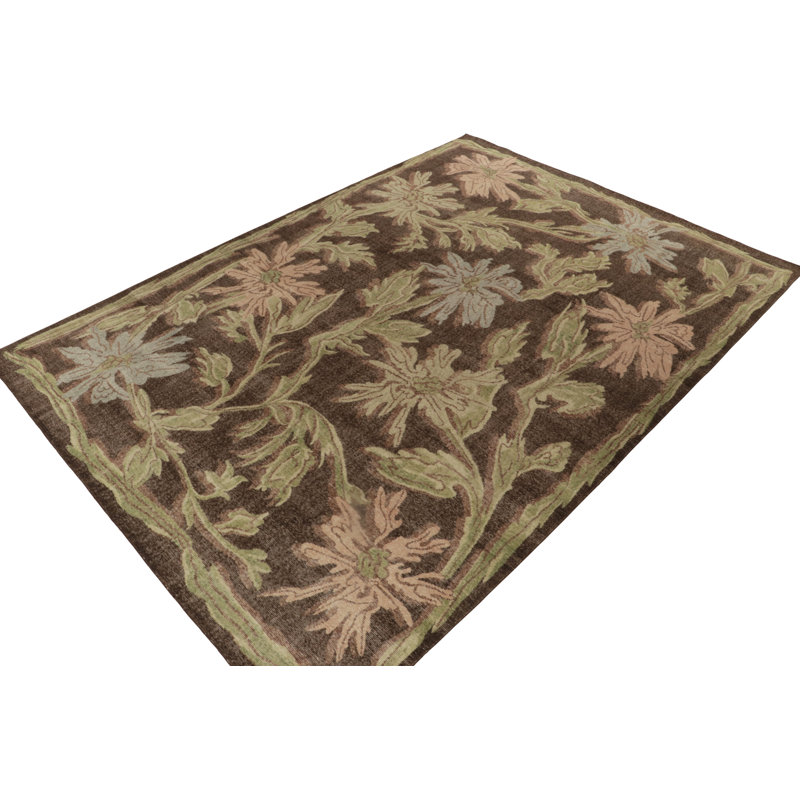 Distressed Homage Hand Knotted Wool Floral Area Rug, Rectangle 15' x 24'