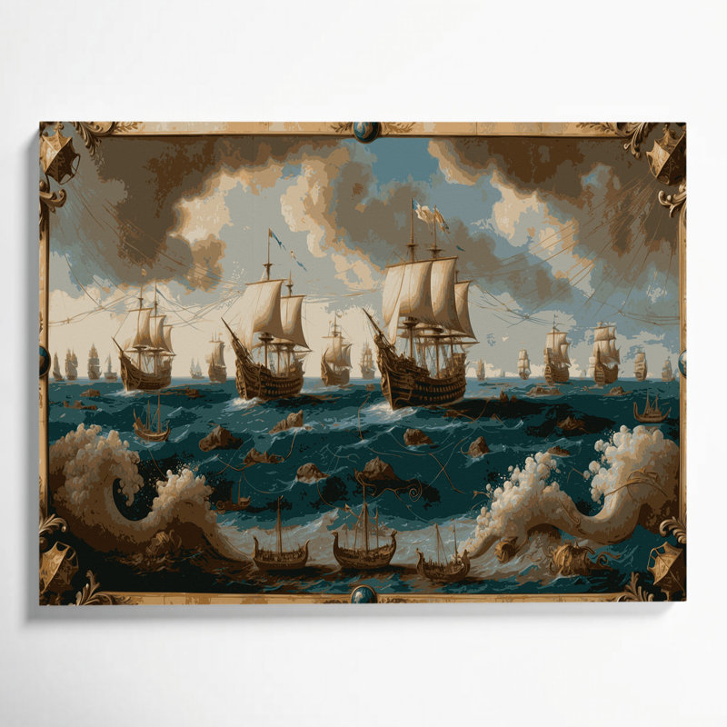 Art nautique brun, "Nautical Trading routes", H 20 po x l 24 po