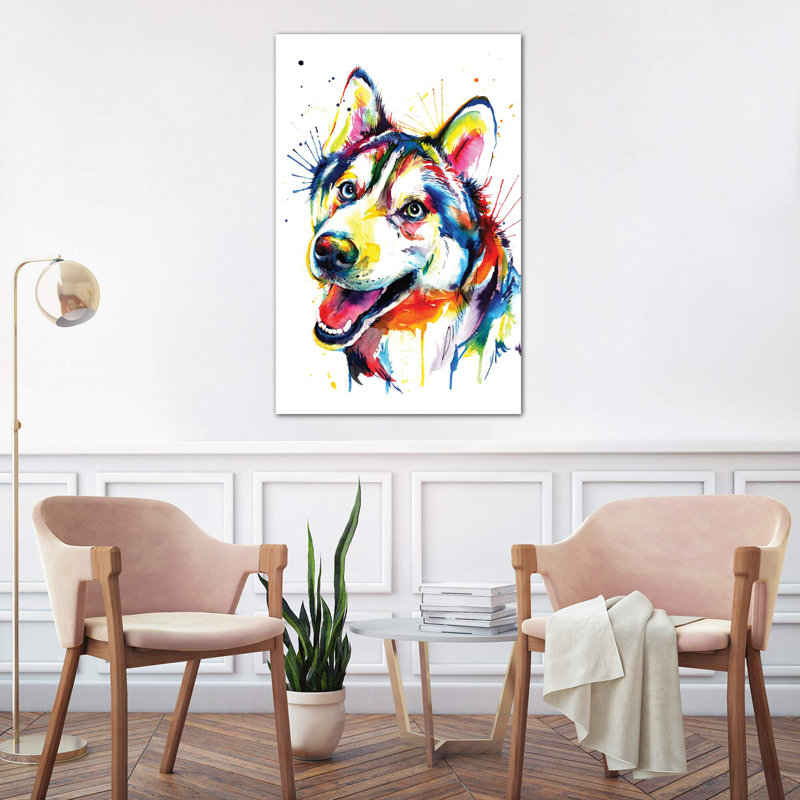 Husky by Weekday Best - Wrapped Canvas Painting, 20.32 cm H x 30.48 cm W