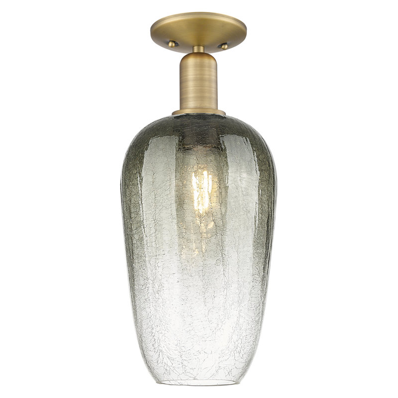Downtown Urban - Oaklei - 1 Light 7" Semi-Flush Mount , Brushed Brass, Slate